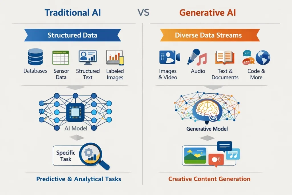 Future view of generative AI and traditional AI working together