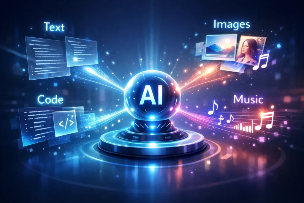 Generative AI creating new content like text and images